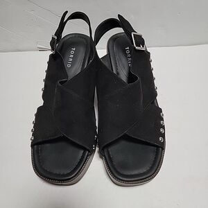 Torrid Genuine Suede Crisscross Block Heels Wide Width Brown Sz 10.5 WW #E00434